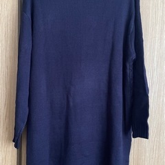 【未使用‼️ 】zootieケーブル編み タートル ニットワンピース ネイビー Fサイズの画像