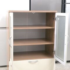 ミニ食器棚 幅58.5cm キッチン収納 【イロヤケ有】 キャビネット 収納家具 ドウシシャ ☆ 札幌市 北区 屯田 の画像