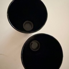 黒いガラスコップ　2個の画像