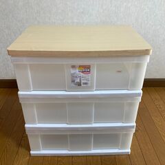 交渉中です！【中古/長期保管品/お引取り限定】■ウッドトップチェスト■ホワイト■アイリス■N543■W55㎝×D40㎝×H60㎝■の画像
