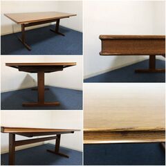 180ダイニングテーブル INTERIOR CENTER 北欧テイスト 二本脚仕様　天然木突板 インテリアデザイン6人掛けテーブルの画像