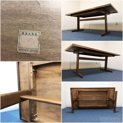 180ダイニングテーブル INTERIOR CENTER 北欧テイスト 二本脚仕様 天然