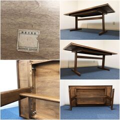 180ダイニングテーブル INTERIOR CENTER 北欧テイスト 二本脚仕様　天然木突板 インテリアデザイン6人掛けテーブルの画像