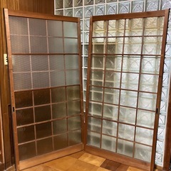 昭和型板ガラス入り引戸90cm巾2枚の画像