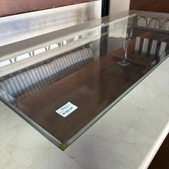 【ジャングル深井店】★ガラステーブル ホワイト 白 テーブル 家具 堺市 深井 【FU3052】の画像