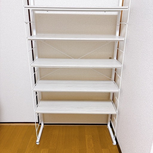 幅80cm ホワイトウ オッシュ 突っ張り壁面収納Nポルダ   