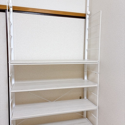 幅80cm ホワイトウ オッシュ 突っ張り壁面収納Nポルダ