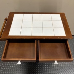 キッチンワゴン　スチールバスケットワゴン　木製　キャスター付きの画像