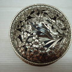 ☆▲七宝模様　香炉　鍛栄香炉　アンティーク　金工　鍛栄造　fの画像