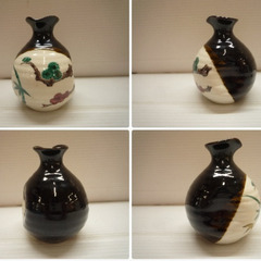 ☆▲九谷焼　九谷焼厨房　長寿　酒器　徳利　お猪口　盃　松　梅　陶器　共箱　eの画像