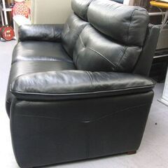 2.5人掛けソファ 幅186cm 革製 ブラック 背もたれ取り外し可能 2Pソファ 186×87×91dm 黒 ソファ 札幌市 手稲店の画像