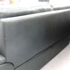 2.5人掛けソファ 幅186cm 革製 ブラック 背もたれ取り外し可能 2Pソファ 186×87×91dm 黒 ソファ 札幌市 手稲店の画像