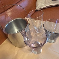 アイスペール、グラス3個