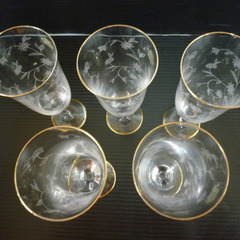 ☆▲たち吉　ビアーグラス　RICHFIELD　LANCETTI　ビールグラス　グラス　コップ　食器　ガラス　5個セット　gの画像