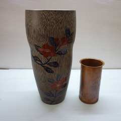 ☆▲桐花器　花瓶　花器　フラワーベース　桐　木製　花入　花筒　高さ30cm　飾物　置物　華道具　茶道具　桐工芸品　伝統工芸品　eの画像