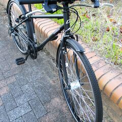 中古自転車 EUROS DUNKLE クロスバイク 自転車 6段変速 26インチ LEDオートライト(ワレあり) ブラック 通勤 通学 近所のお出掛けなどにの画像