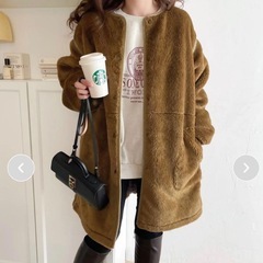 【新品】Java ファーコート　ブラウン　Mの画像