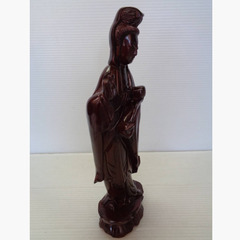 ★▲木製　木彫　観音菩薩立像　観音菩薩像　観音様　仏像　彫刻　木像　オブジェ　置物　飾物　高さ30.5cm★bの画像