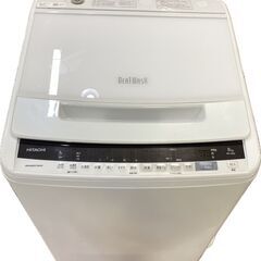 ジ517/ HITACHI/日立 全自動電気洗濯機 BW-V80E 2020年製 8kg BEAT WASH/ビートウォッシュ ホワイト ナイアガラ ビート洗浄の画像