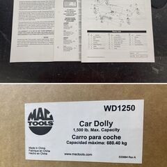 【久留米】【引き取り限定】【未使用品】MAC TOOLS マックツールズ WD1250 カー・ドリー Car Dolly 箱入りの画像