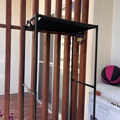 棚　収納　収納棚　組み立て式　黒　衣類収納　ラック　シェルフ　洋服掛け　名護の画像