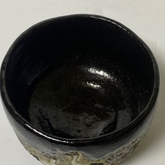 黒楽焼　松鶴文茶碗　楽印　茶碗　茶道具 骨董品　コレクションの画像