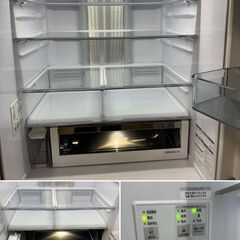 地域限定送料無料　美品【 HITACHI 】日立 567L 6ドア 大型冷凍冷蔵庫 ぴったりセレクト まるごとチルド 自動製氷機 特鮮氷温ルーム R-KW57Kの画像