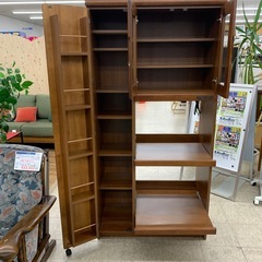 【ジモティー割引で最大15％OFF⭐️】 調味料収納付　食器棚　ブラウンの画像