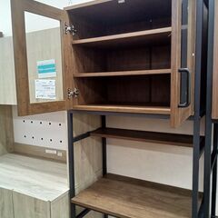 リユースのサカイ栃木店★ジモティ割あり★  食器棚 ブラウン×ブラック W64×D40×H183 クリーニング済み TC11858の画像