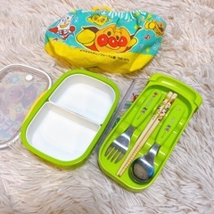 アンパンマン　お弁当箱　スプーンフォークお箸SET 使用品の画像