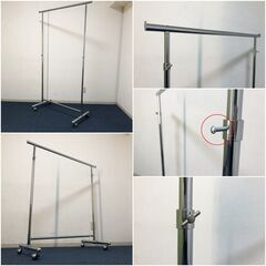 業務用シングルハンガーラック 免震キャスター（ロック付き）服吊り プロ仕様 店舗什器パイプハンガー 耐荷重80Kg 左右サイド滑り止め付きの画像