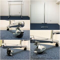 業務用シングルハンガーラック 免震キャスター（ロック付き）服吊り プロ仕様 店舗什器パイプハンガー 耐荷重80Kg 左右サイド滑り止め付きの画像