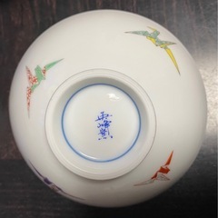 折り鶴柄の茶碗5個セットの画像