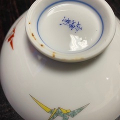 折り鶴柄の茶碗5個セットの画像