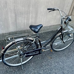 【しっかり整備済み】耐摩耗タイヤ26インチ内装3段オートLEDライトの自転車ブラックの画像