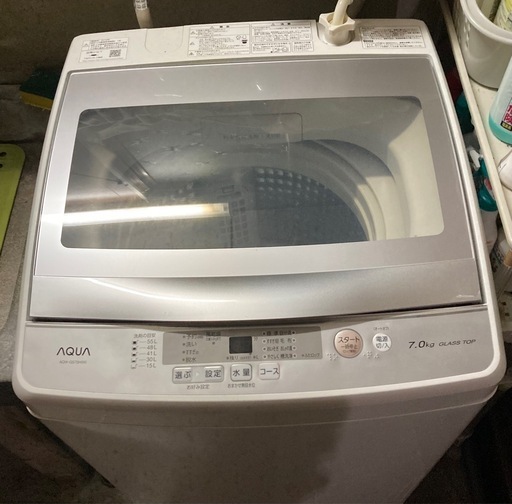 受け渡し済み！AQUA 洗濯機 7.0kg 2019年製 ガラストップ 動作良好 美品