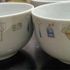 キッチン用品イラスト模様どんぶり4個セットの画像