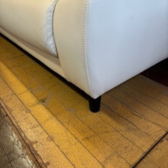 【ジャングル深井店】★ソファー ホワイト レザー 白 家具 堺市 深井 【FU3063】の画像