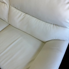 【ジャングル深井店】★ソファー ホワイト レザー 白 家具 堺市 深井 【FU3063】の画像