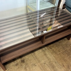 【ジャングル深井店】★ガラステーブル ブラウン 茶 テーブル 家...