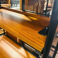 【16万円】 BROWN ハビタ キッチンボード エス キッチン収納 食器棚 カップボード レンジ台 キャビネット スライド棚 木製 北欧 ミッドセンチュリー 収納家具 kitchen board cupboard cabinet storage shelf mid-century modern wooden furnitureの画像