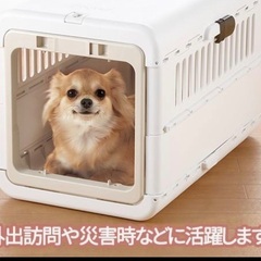 リッチェル  犬　キャンピングキャリー折り畳み L アイボリーの画像