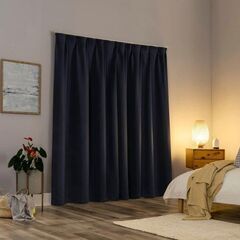 SunZero 1級遮光カーテン ネイビー 幅100cm×丈178cm 2枚セットの画像