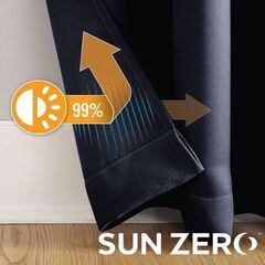 SunZero 1級遮光カーテン ネイビー 幅100cm×丈178cm 2枚セットの画像