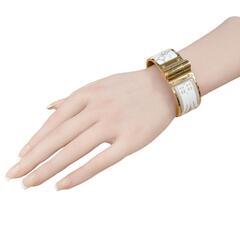 エルメス  バングル ホワイト×ベージュ×ゴールド  HERMES シャルニエールバングルの画像