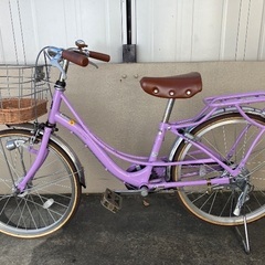 女の子用自転車　20インチ　紫　鍵付　オートライト付の画像