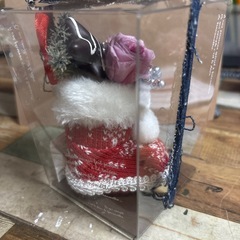 プレゼント サンタブーツ プリザーブドフラワー ピンク アレンジ クリスマス 飾りの画像