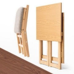 【美品】折り畳みデスク・椅子セット ナチュラルの画像