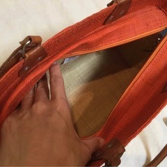 ハンドメイド　かごバッグ　オレンジ　オーストラリア購入の画像
