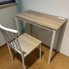 シンプルデスクセット（木製天板・金属フレーム）の画像